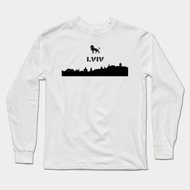 lviv oldtown city black Long Sleeve T-Shirt by matze-design